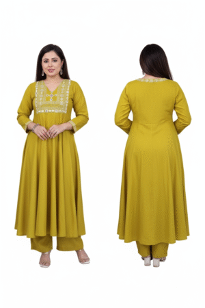 Women’s Anarkali Embroidered Kurta with Pant & Dupatta Set – Elegant Ethnic Ensemble