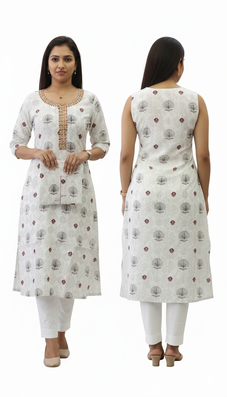 Women Printed Cotton Blend Anarkali Kurta (Red & Yellow) – Vibrant Ethnic Elegance