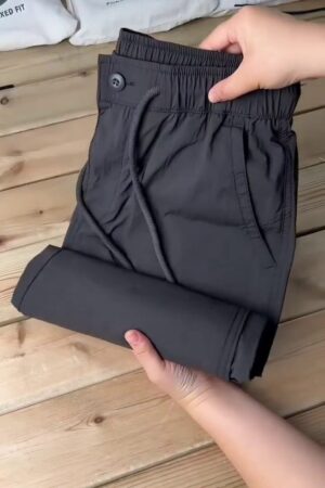 Men’s Black Elastic Waist Smart Casual Stretch Trousers