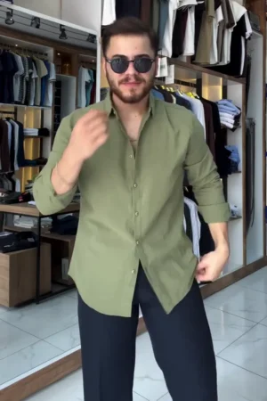 Cutaway Collar Cotton Linen Relaxed Fit Shirt